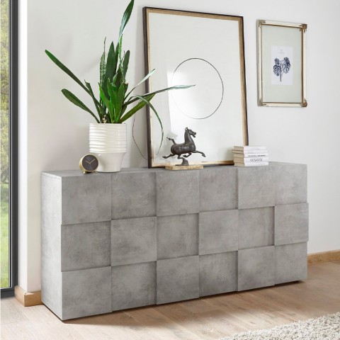 Komoda do salonu z 3 drzwiami szary beton Dama Ct S Promocja