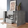 Komoda do salonu 181 cm z 2 drzwiami i 2 szufladami, wzór szachownica, cement, model Dama Ct M Rabaty