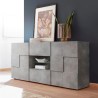 Komoda do salonu 181 cm z 2 drzwiami i 2 szufladami, wzór szachownica, cement, model Dama Ct M Promocja