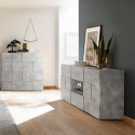 Komoda do salonu 181 cm z 2 drzwiami i 2 szufladami, wzór szachownica, cement, model Dama Ct M Sprzedaż