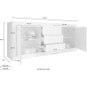 Komoda 2 drzwi 3 szuflady biały połysk beton 210cm Tribus BC Basic Cechy