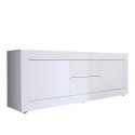 Nowoczesna szafka RTV z 2 drzwiami i 2 szufladami, 210 cm, biały połysk, model Visio Wh Oferta
