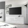 Nowoczesna szafka RTV z 2 drzwiami i 2 szufladami, 210 cm, biały połysk, model Visio Wh Rabaty