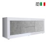 Szafka RTV 210 cm 2 drzwi 2 szuflady biały połysk beton Visio BC Sprzedaż