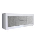 Szafka RTV 210 cm 2 drzwi 2 szuflady biały połysk beton Visio BC Oferta
