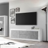 Szafka RTV 210 cm 2 drzwi 2 szuflady biały połysk beton Visio BC Rabaty