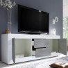 Szafka RTV 210 cm 2 drzwi 2 szuflady biały połysk beton Visio BC Stan Magazynowy
