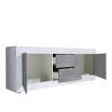 Szafka RTV 210 cm 2 drzwi 2 szuflady biały połysk beton Visio BC Sprzedaż