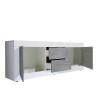 Szafka RTV 210cm 2 drzwi 2 szuflady połysk biały beton Visio BC Sprzedaż