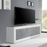 Szafka RTV 210 cm 2 drzwi 2 szuflady biały połysk beton Visio BC Katalog