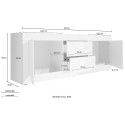 Szafka RTV 210 cm 2 drzwi 2 szuflady biały połysk beton Visio BC Wybór