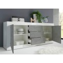 Komoda 2 drzwi 3 szuflady biały połysk beton 210cm Tribus BC Basic Model
