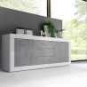 Komoda 2 drzwi 3 szuflady biały połysk beton 210cm Tribus BC Basic Rabaty