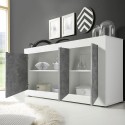 Nowoczesna komoda do salonu 3-drzwiowa biały połysk beton Modis BC Basic Katalog