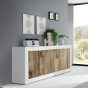 Kredens do salonu bufet 4-drzwiowy 207cm, biały połysk i drewno Altea BW Katalog