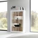 Biała szklana i drewniana szafa wnękowa do pokoju dziennego Tina BW Basic z 4 drzwiami Stan Magazynowy