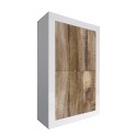 Komoda Novia BW Basic, 4-drzwiowa, do salonu, biały połysk i drewno Oferta