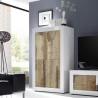 Komoda Novia BW Basic, 4-drzwiowa, do salonu, biały połysk i drewno Katalog