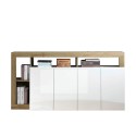 Komoda do salonu 184 cm, 4 drzwi, biały połysk, dąb Cadiz BR Oferta