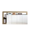 Komoda do salonu 184 cm, 4 drzwi, biały połysk, dąb Cadiz BR Oferta