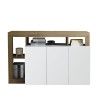 Nowoczesna komoda Hailey BR, 3-drzwiowa, biały połysk dąb, 146 cm Oferta