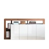 Nowoczesna kredens kuchenny 4-drzwiowy 184 cm biały połysk drewno Cadiz MR Oferta