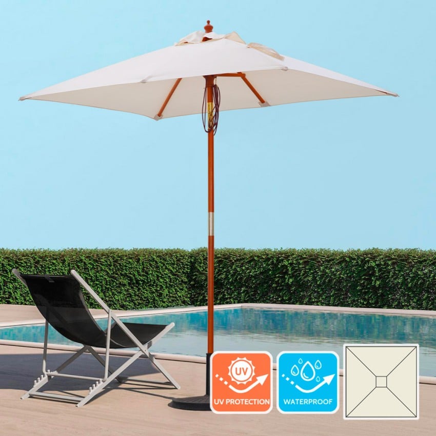 Parasol ogrodowy na patio z drewna z centralnym słupem anty UV 200x150cm Ormond Promocja Parasol ogrodowy na patio z drewna z centralnym słupem anty UV 200x150cm Ormond Promocja