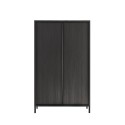 Nowoczesna szafka 2-drzwiowa, 4-przedziałowa, czarne drewno Bogarde Steel Oferta
