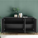 Nowoczesna komoda 3-drzwiowa buffet 156cm z czarnego drewna Cooper Steel Sprzedaż