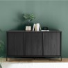 Nowoczesna komoda 3-drzwiowa buffet 156cm z czarnego drewna Cooper Steel Promocja