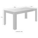 Nowy, nowoczesny stół kuchenny do jadalni Echo Basic o wymiarach 180x90 cm, z błyszczącą, białą powierzchnią i drewnianymi eleme