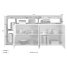 Buffet kuchenny/stolik w salonie 4 drzwi biały połysk drewno 184 cm Cadiz BP Środki