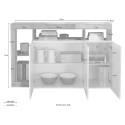 Kredens kuchenny, komoda 3-drzwiowa, biały połysk, nowoczesna, 146 cm, czarna Hailey BX Model