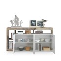 Buffet kuchenny/stolik w salonie 4 drzwi biały połysk drewno 184 cm Cadiz BP Rabaty
