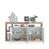 Buffet kuchenny/stolik w salonie 4 drzwi biały połysk drewno 184 cm Cadiz BP Rabaty