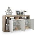 Buffet kuchenny/stolik w salonie 4 drzwi biały połysk drewno 184 cm Cadiz BP Katalog
