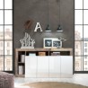 Buffet kuchenny/stolik w salonie 4 drzwi biały połysk drewno 184 cm Cadiz BP Wybór