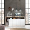 Szafka kuchenna/salonowa 4-drzwiowa, połyskująca, biała, drewniana - 184cm Cadiz BP. Wybór