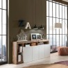 Buffet kuchenny/stolik w salonie 4 drzwi biały połysk drewno 184 cm Cadiz BP Cechy