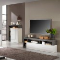Nowoczesna szafka RTV 184cm czarno-biała połysk Dorian BX Katalog