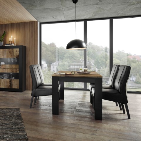 Stół kuchenny do jadalni 180x90cm czarny drewno przemysłowy Bolero Basic Promocja