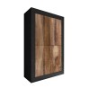 Komoda w stylu industrialnym 4-drzwiowa czarny mat i drewno Novia NP Basic Oferta