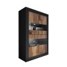 Witryna do salonu z 4 czarnymi szklanymi drzwiami i industrialnym drewnem Tina NP Basic Oferta