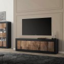 Stolik pod telewizor industrialny 210 cm 2 drzwi 2 szuflady czarne drewno Visio NP Promocja
