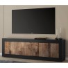 Stolik pod telewizor industrialny 210 cm 2 drzwi 2 szuflady czarne drewno Visio NP Rabaty