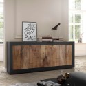 Komoda do salonu/kuchni z 4 drzwiami, czarny mat, drewno industrialne Altea NP Promocja