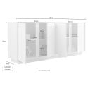 Nowoczesny biały połyskowy kredens do salonu 4 drzwi 180 cm Connie Ice Stan Magazynowy