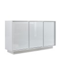 Komoda do salonu i kuchni 3-drzwiowa 138cm biały połysk Dimas Ice Oferta