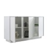 Szafa kredensowa mobilna na pokój dzienny oraz do kuchni 3 drzwi błyszczący biały 138cm Dimas Ice  Sprzedaż