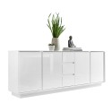 Nowoczesna komoda 210cm, 4 drzwi, 3 szuflady, biały połysk Maine Ice Oferta